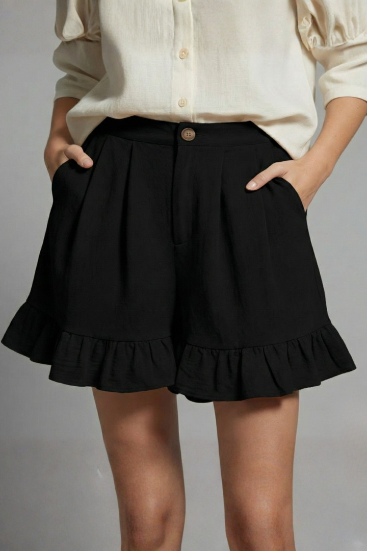Milana | High Waist Ruffle Hem Casual Shorts