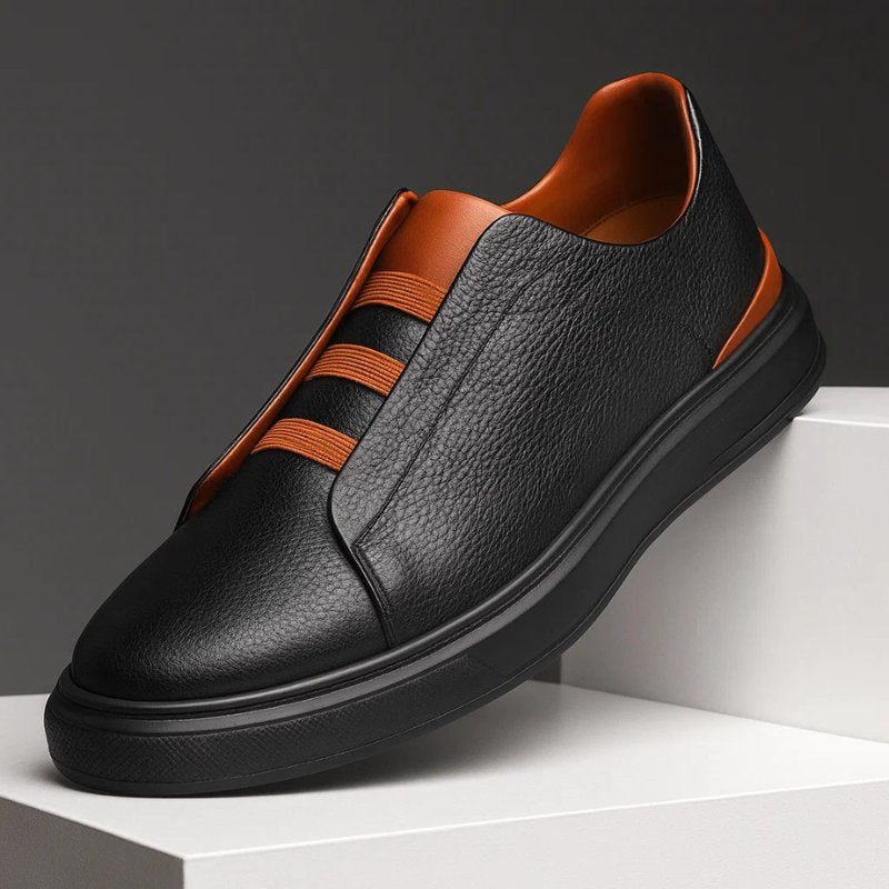 Miles | Leather Slip-On Trainers with Loop Lacing