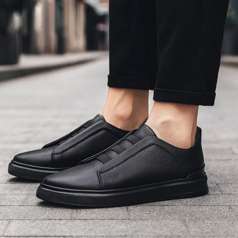 Miles | Leather Slip-On Trainers with Loop Lacing
