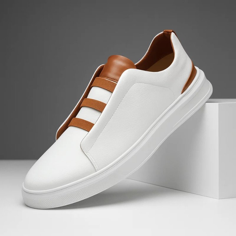 Miles | Leather Slip-On Trainers with Loop Lacing