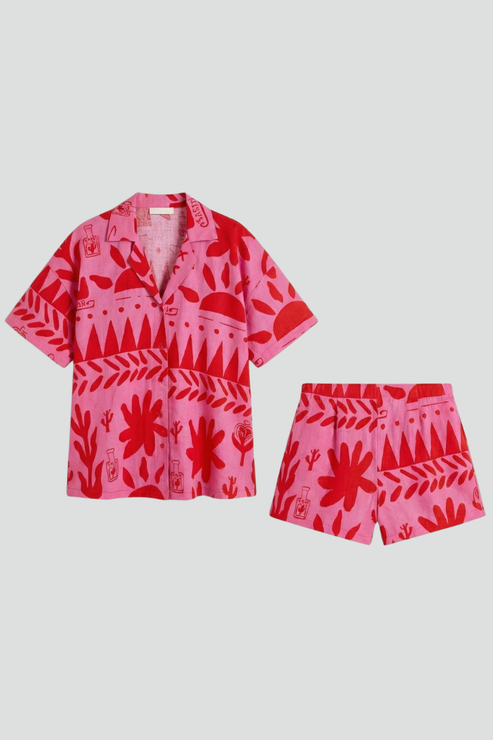 Millicent | Relaxed Fit Printed Two-Piece Shorts Set