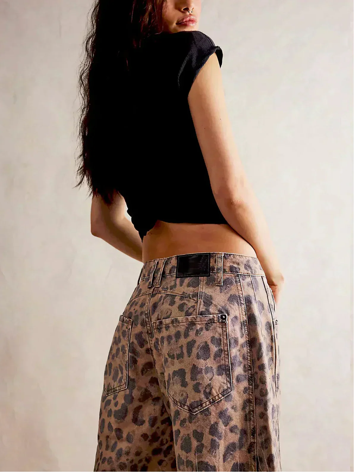 Mina | Relaxed Fit Wide Leg Leopard Print Jeans