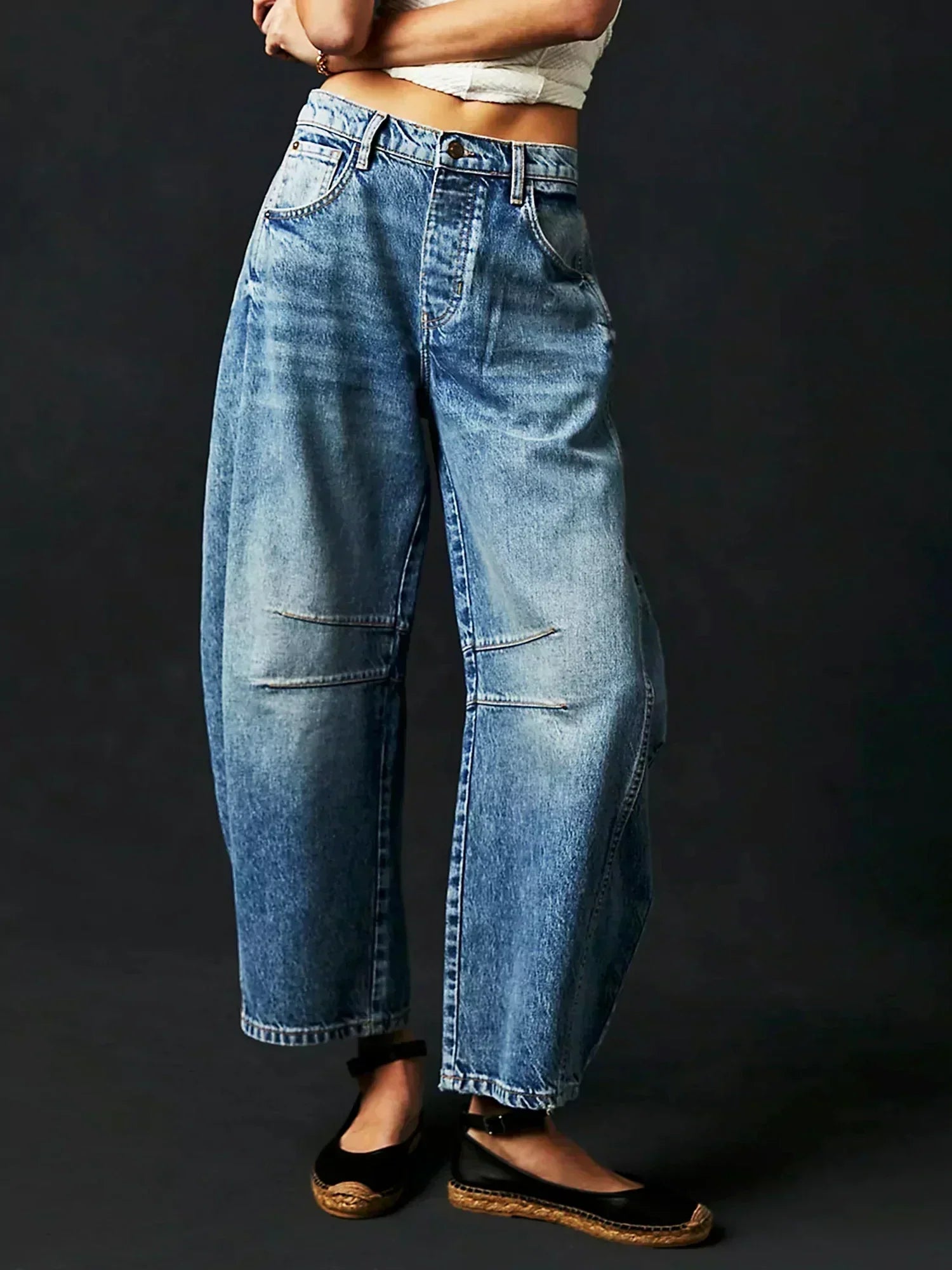 Mina | Relaxed Fit Wide Leg Leopard Print Jeans