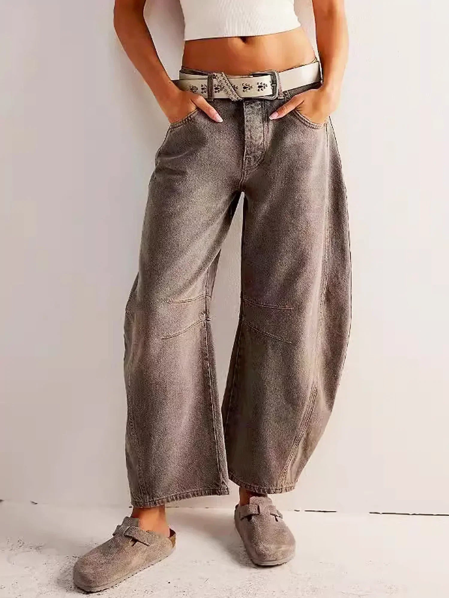 Mina | Relaxed Fit Wide Leg Leopard Print Jeans