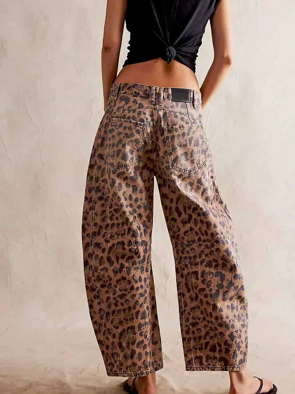 Mina | Relaxed Fit Wide Leg Leopard Print Jeans