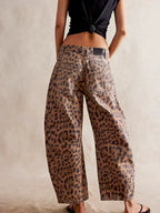Mina | Relaxed Fit Wide Leg Leopard Print Jeans