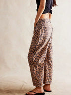 Mina | Relaxed Fit Wide Leg Leopard Print Jeans