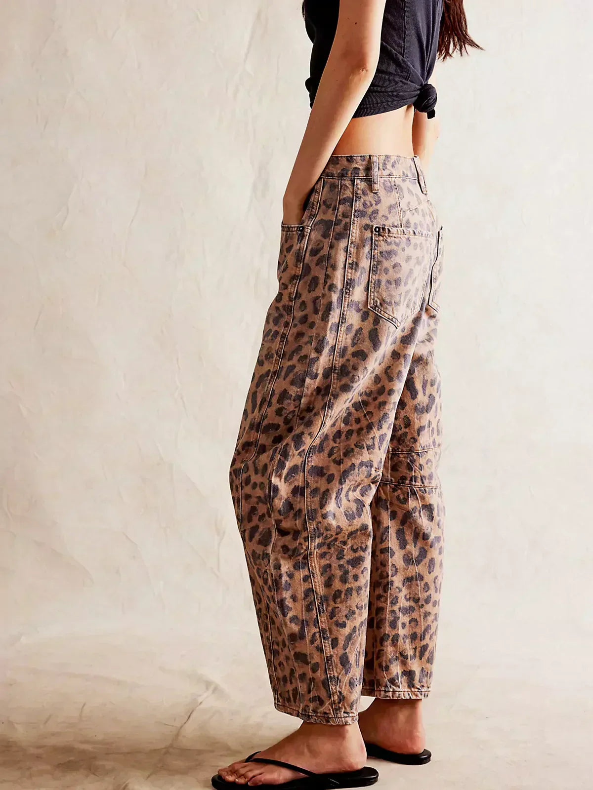Mina | Relaxed Fit Wide Leg Leopard Print Jeans