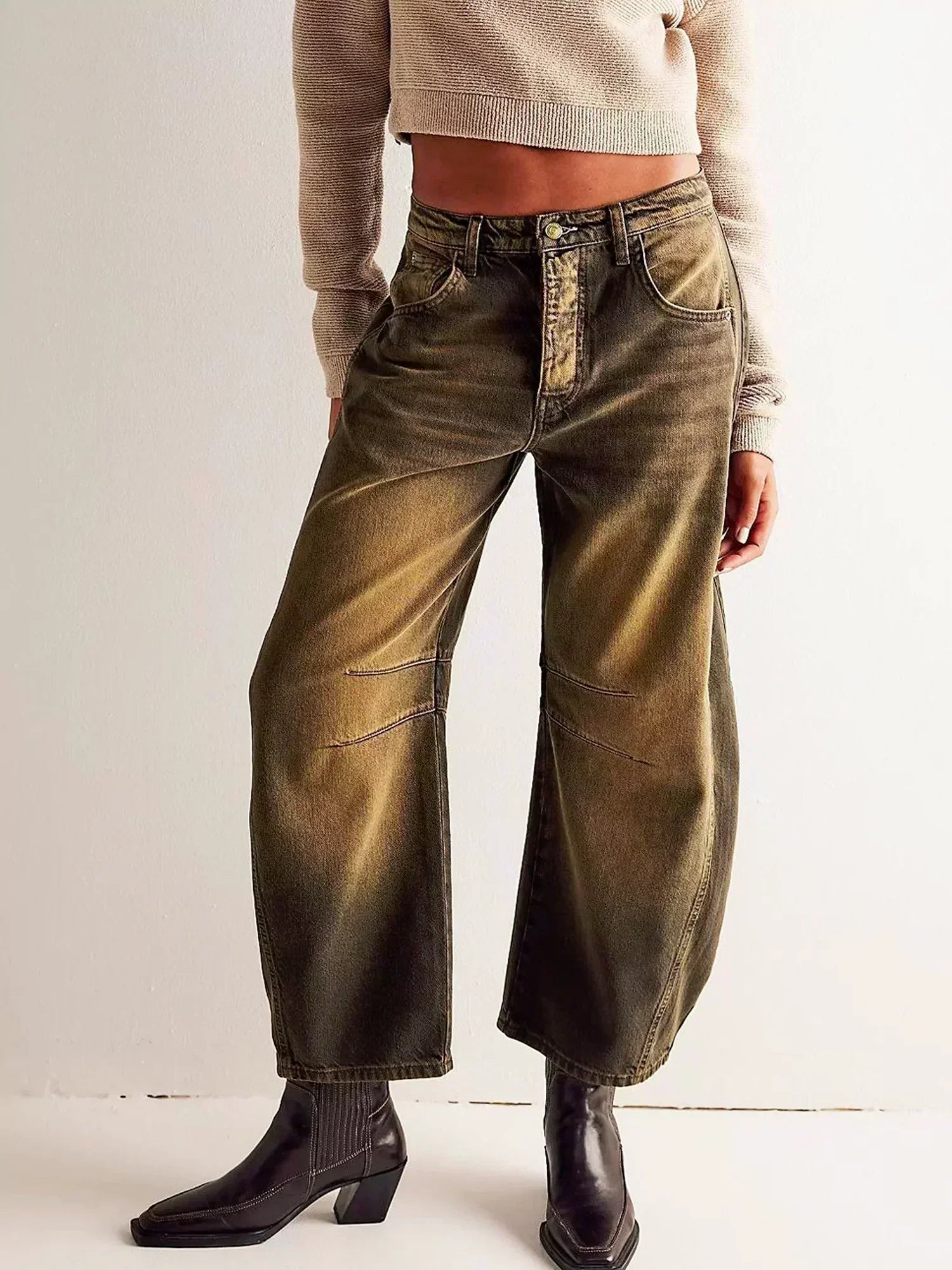 Mina | Relaxed Fit Wide Leg Leopard Print Jeans