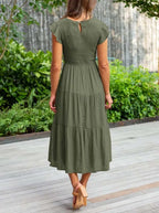 Mira | Tiered Ruffle Sleeve Midi Dress