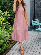 Mira | Tiered Ruffle Sleeve Midi Dress