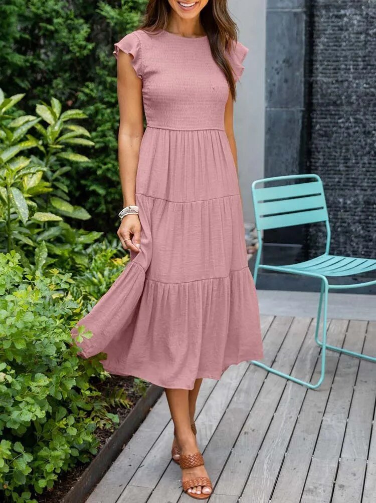 Mira | Tiered Ruffle Sleeve Midi Dress