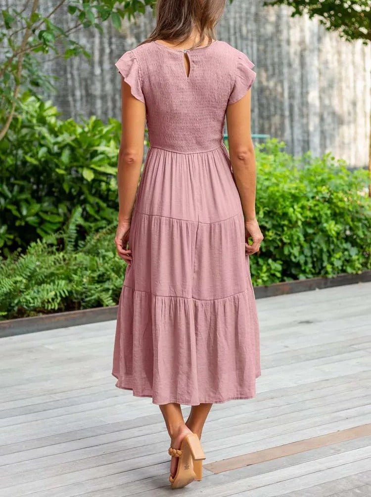 Mira | Tiered Ruffle Sleeve Midi Dress