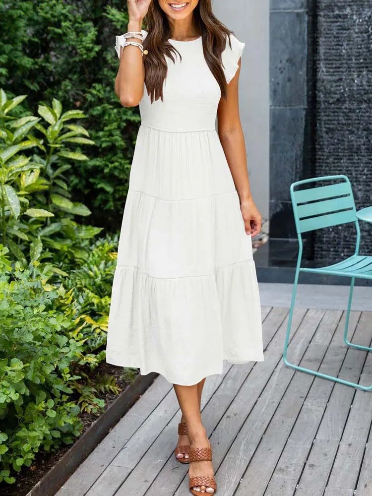 Mira | Tiered Ruffle Sleeve Midi Dress