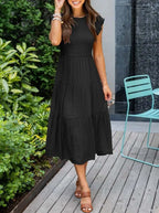 Mira | Tiered Ruffle Sleeve Midi Dress