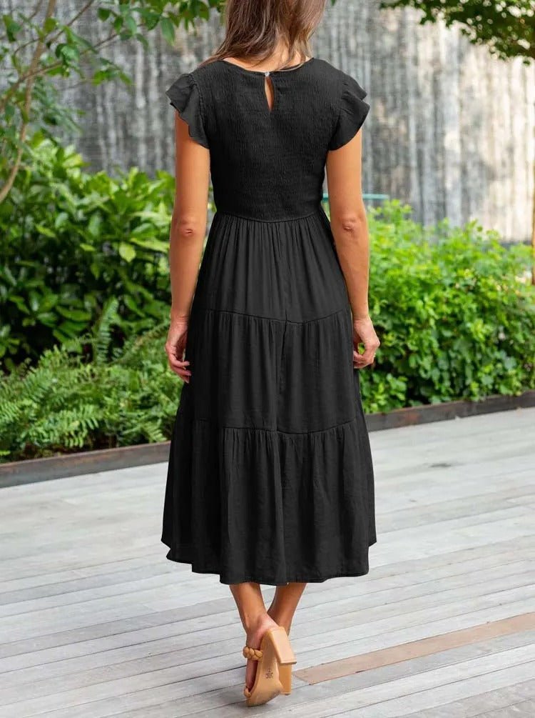 Mira | Tiered Ruffle Sleeve Midi Dress