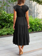 Mira | Tiered Ruffle Sleeve Midi Dress
