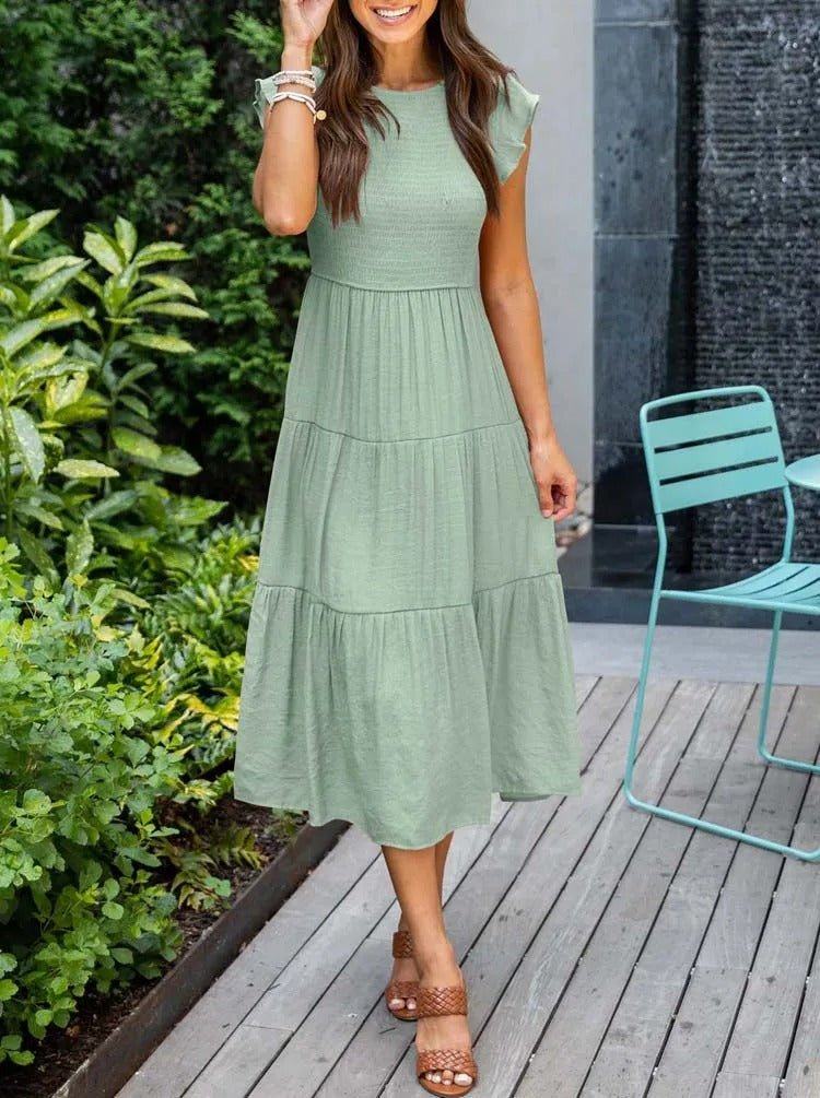 Mira | Tiered Ruffle Sleeve Midi Dress