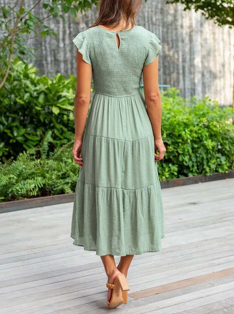 Mira | Tiered Ruffle Sleeve Midi Dress