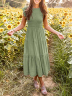 Mira | Tiered Ruffle Sleeve Midi Dress