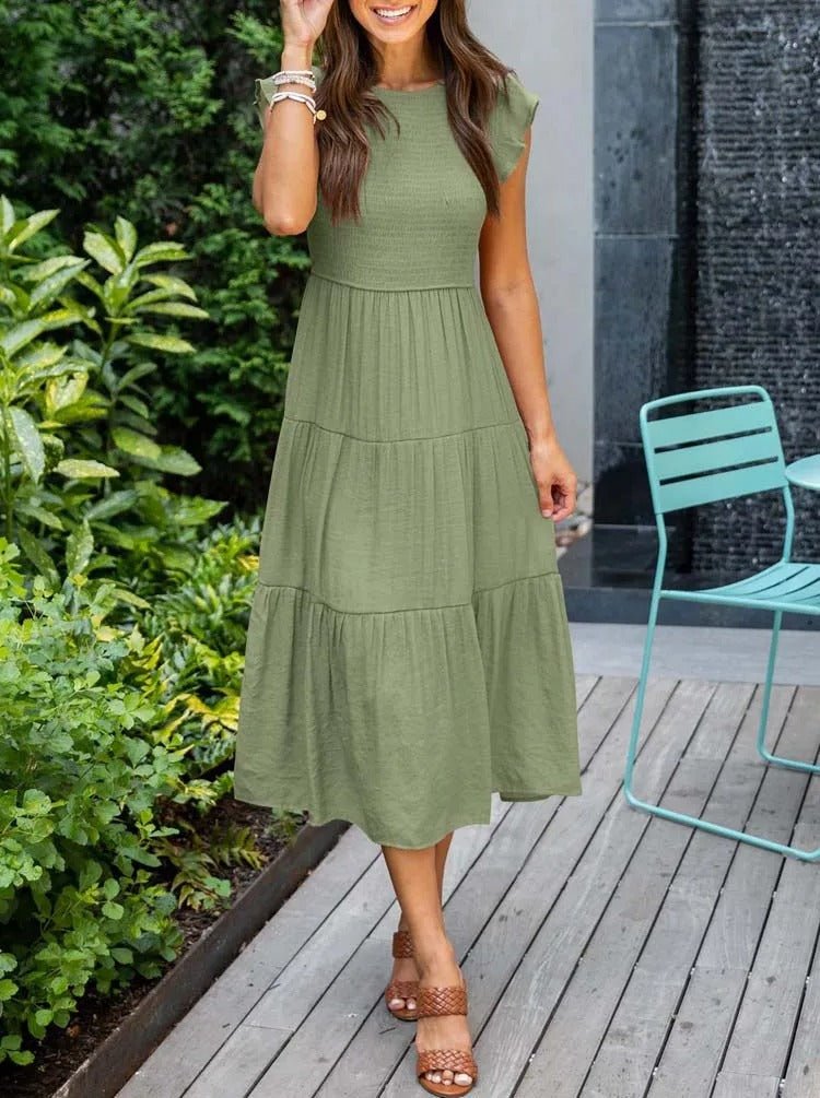 Mira | Tiered Ruffle Sleeve Midi Dress
