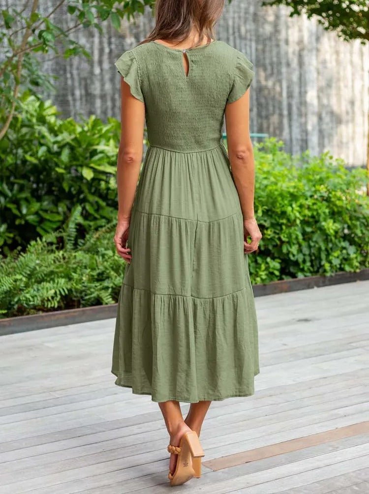 Mira | Tiered Ruffle Sleeve Midi Dress
