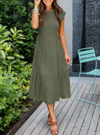 Mira | Tiered Ruffle Sleeve Midi Dress