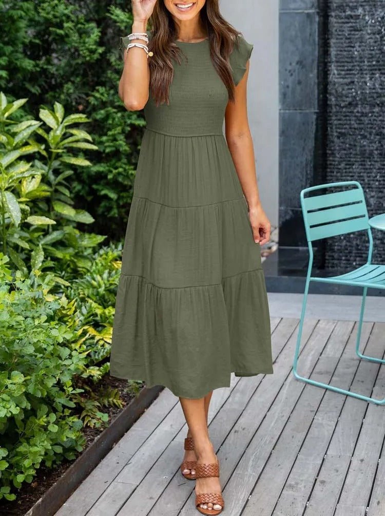 Mira | Tiered Ruffle Sleeve Midi Dress