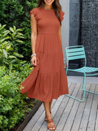 Mira | Tiered Ruffle Sleeve Midi Dress