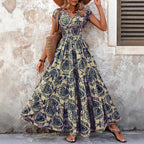 Miranda | V-Neck Shirred Boho Dress