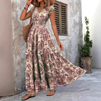 Miranda | V-Neck Shirred Boho Dress