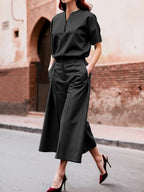 Miriam | Loose Fit Wide Leg Ninth Length Pants