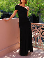 Monica | Asymmetric Ruched Maxi Dress