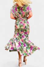 Nola | Floral Print V-Neck Fit and Flare Dress