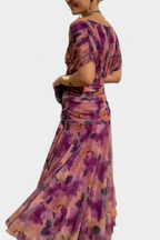 Nola | Floral Print V-Neck Fit and Flare Dress