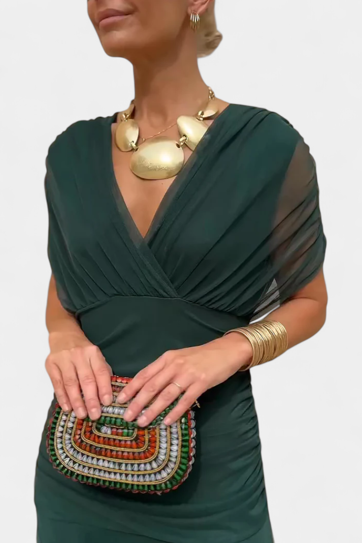 Nola | Floral Print V-Neck Fit and Flare Dress