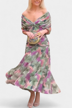 Nola | Floral Print V-Neck Fit and Flare Dress