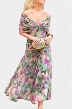 Nola | Floral Print V-Neck Fit and Flare Dress