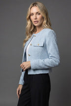 Noreen | Tailored Cropped Tweed Button Blazer