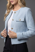 Noreen | Tailored Cropped Tweed Button Blazer