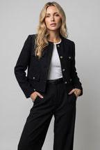 Noreen | Tailored Cropped Tweed Button Blazer