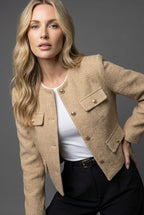 Noreen | Tailored Cropped Tweed Button Blazer