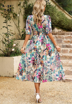 Odessa | V Neck Floral Midi Dress