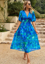 Odessa | V Neck Floral Midi Dress