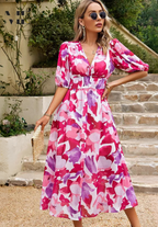 Odessa | V Neck Floral Midi Dress