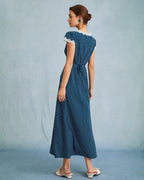 Odessa | V Neck Ruched Fit Polka Dot Maxi Dress