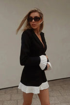 Odette | Tailored Fit V-Neck Pleated Mini Dress