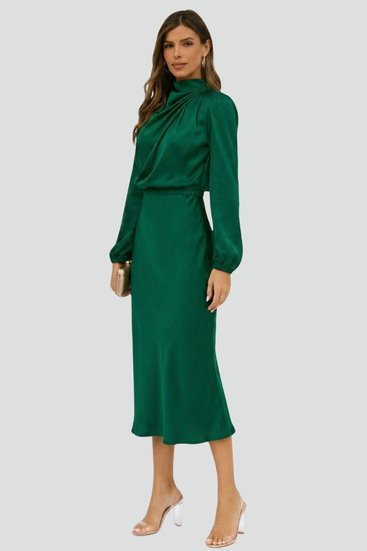 Paloma | High Neck Long Sleeve Midi Dress