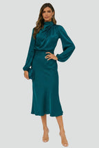 Paloma | High Neck Long Sleeve Midi Dress