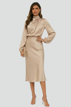 Paloma | High Neck Long Sleeve Midi Dress